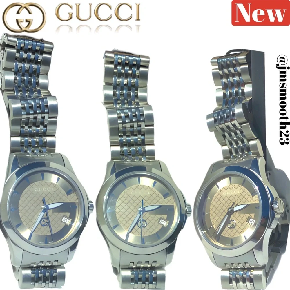 🆕 Gucci G-Timeless Stainless Steel Watch Tan & Silver - Picture 7 of 16